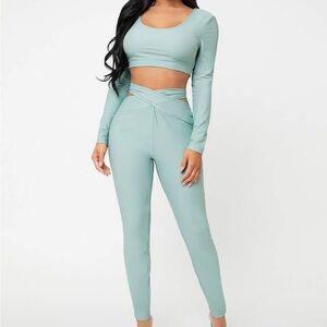 SHEIN Mint Green Two-Piece Leggings Set